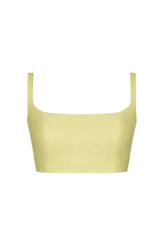 TOLEDO LINEN TOP IN SOFT YELLOW - Glamourous Grace