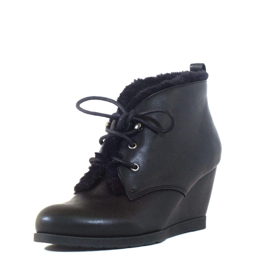 Toronto Leather Wedged Booties - Glamourous Grace