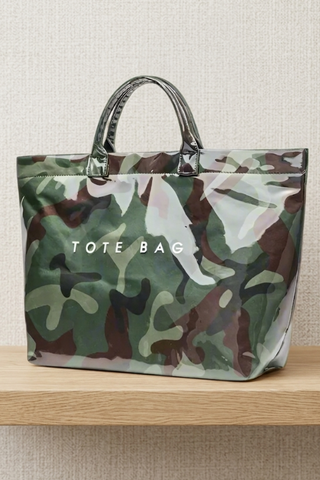SC - ETA 9/30-10/14 Camo Print Vinyl TOTE BAG - Glamourous Grace
