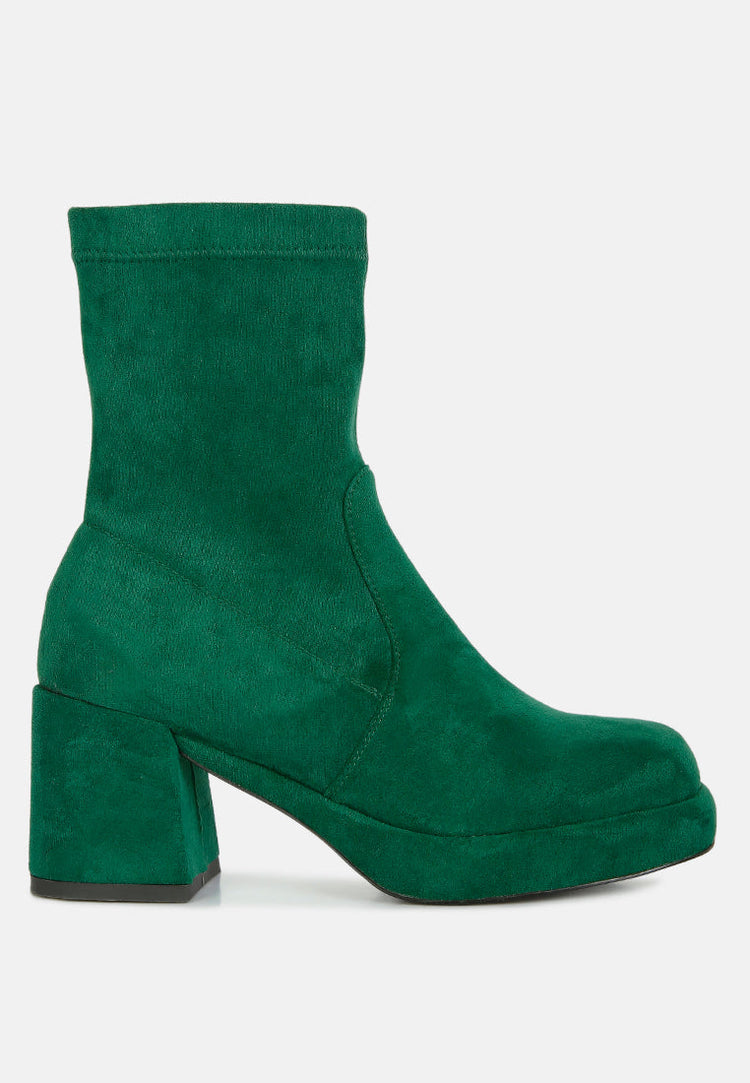 Two-Cubes Suede Platform Ankle Boots - Glamourous Grace