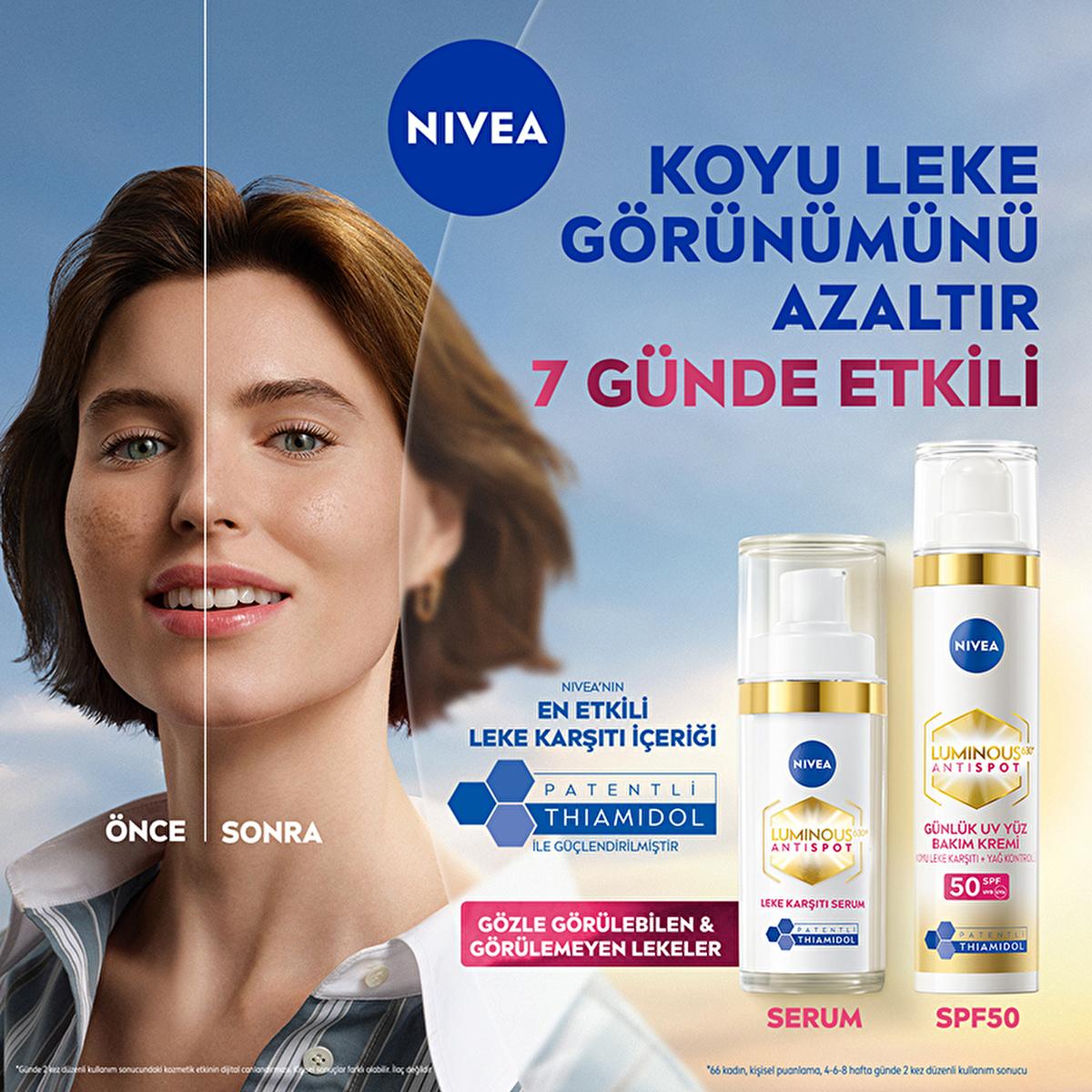 Nivea Luminous630 Dark Spot Reduction Face Cream - SPF50, Hyaluronic Acid - Brightening, Anti-Aging, & Sun Protection - 1.35 fl oz - Glamourous Grace
