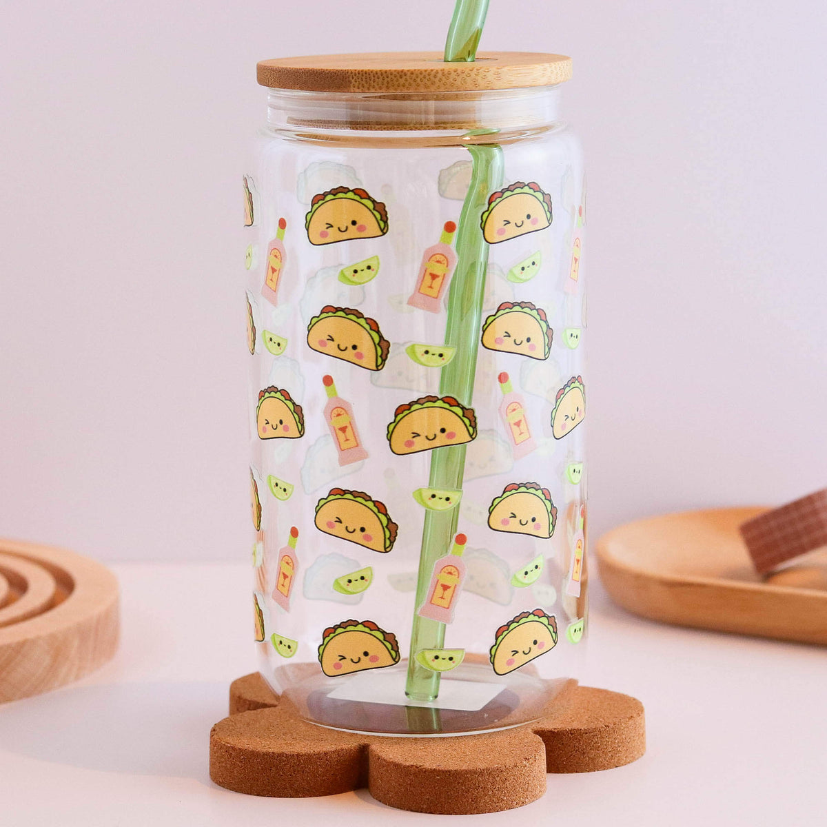 Tacos and Margarita 16 oz Glass Cup Set - Glamourous Grace