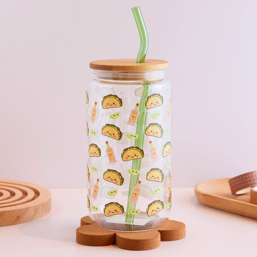Tacos and Margarita 16 oz Glass Cup Set