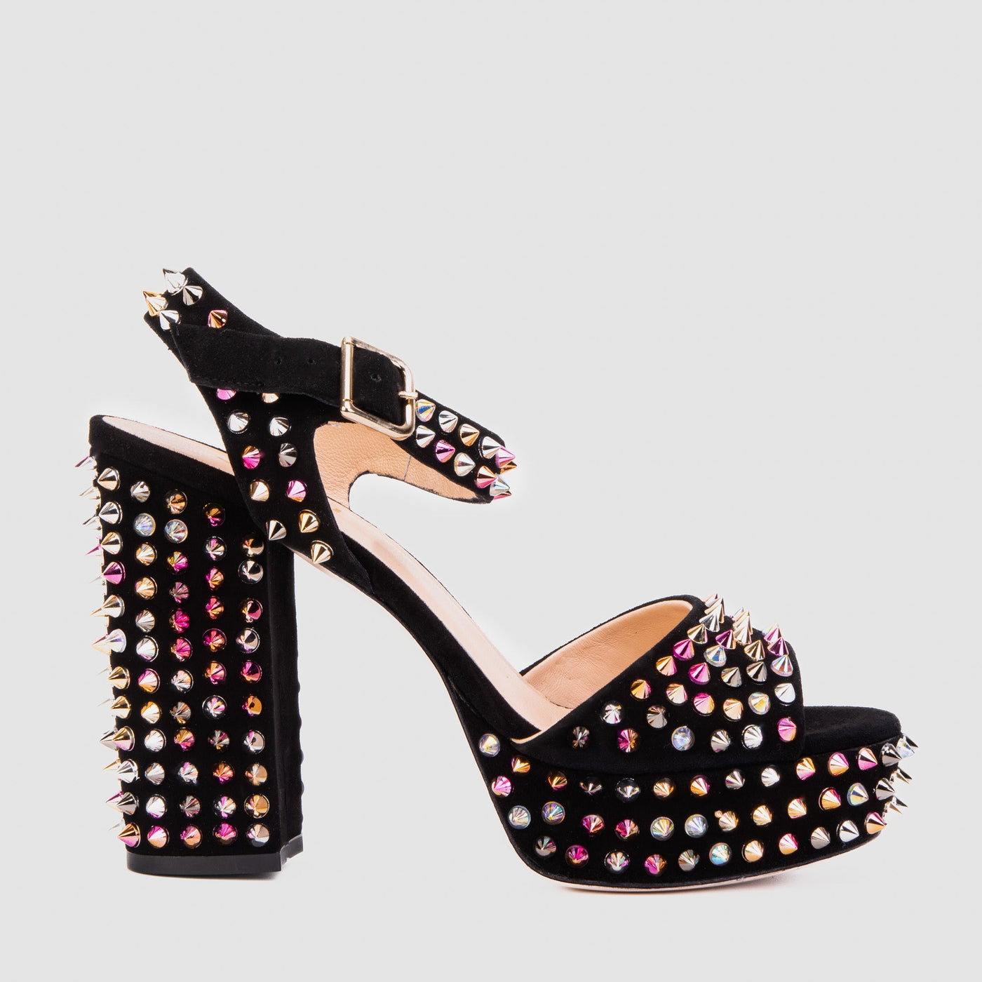 The Tampico Black Suede Leather Spike Platform Heel Women Sandal - Glamourous Grace