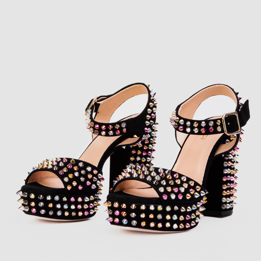 The Tampico Black Suede Leather Spike Platform Heel Women Sandal - Glamourous Grace