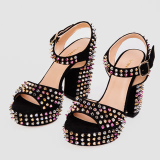 The Tampico Black Suede Leather Spike Platform Heel Women Sandal - Glamourous Grace