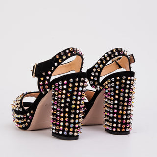 The Tampico Black Suede Leather Spike Platform Heel Women Sandal - Glamourous Grace