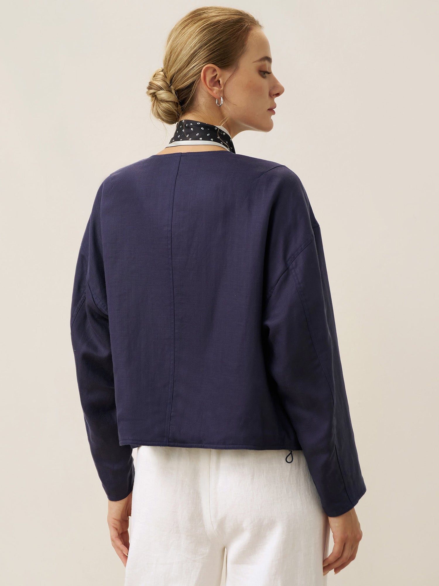 Tencel Linen Reversible Crew Neck Casual Jacket CHLOE - Glamourous Grace