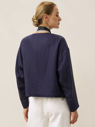Tencel Linen Reversible Crew Neck Casual Jacket CHLOE - Glamourous Grace