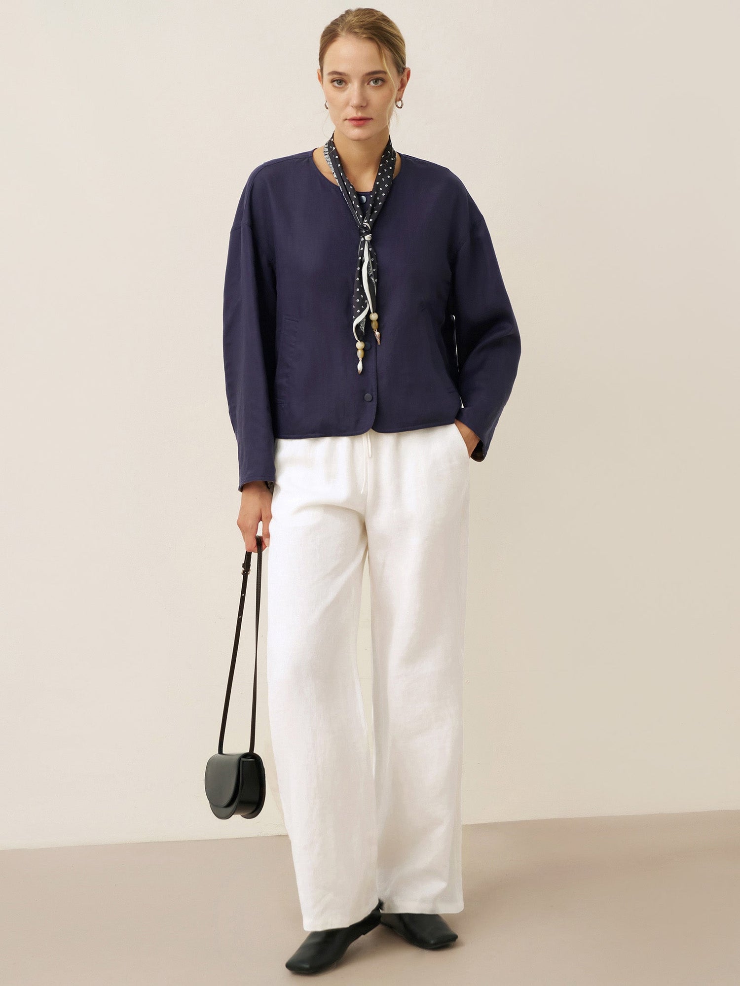 Tencel Linen Reversible Crew Neck Casual Jacket CHLOE - Glamourous Grace