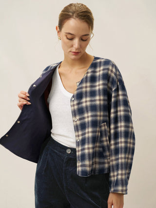 Tencel Linen Reversible Crew Neck Casual Jacket CHLOE - Glamourous Grace
