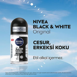 Nivea Men Invisible Black Roll-On Deodorant: Anti-Stain, Long Lasting Odor Protection, Clean & Dry Feel for Sensitive Skin - 1.69 fl oz - Glamourous Grace