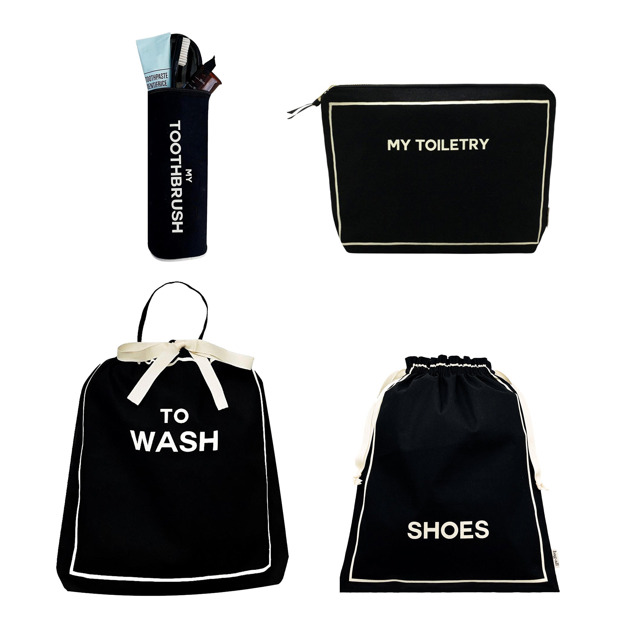 Toiletry Travel Gift Set Deal 4-Pack, Black - Glamourous Grace