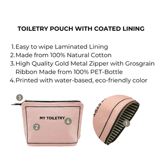 Toiletry Pouch with Coated Lining – Pink/Blush - Glamourous Grace