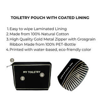 Toiletry Pouch with Coated Lining – Black - Glamourous Grace