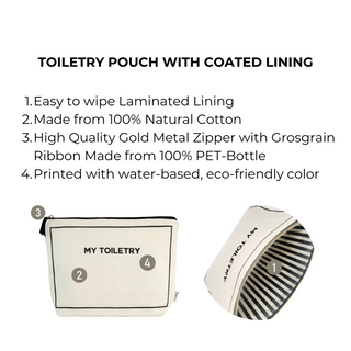 Toiletry Pouch with Coated Lining – Cream - Glamourous Grace