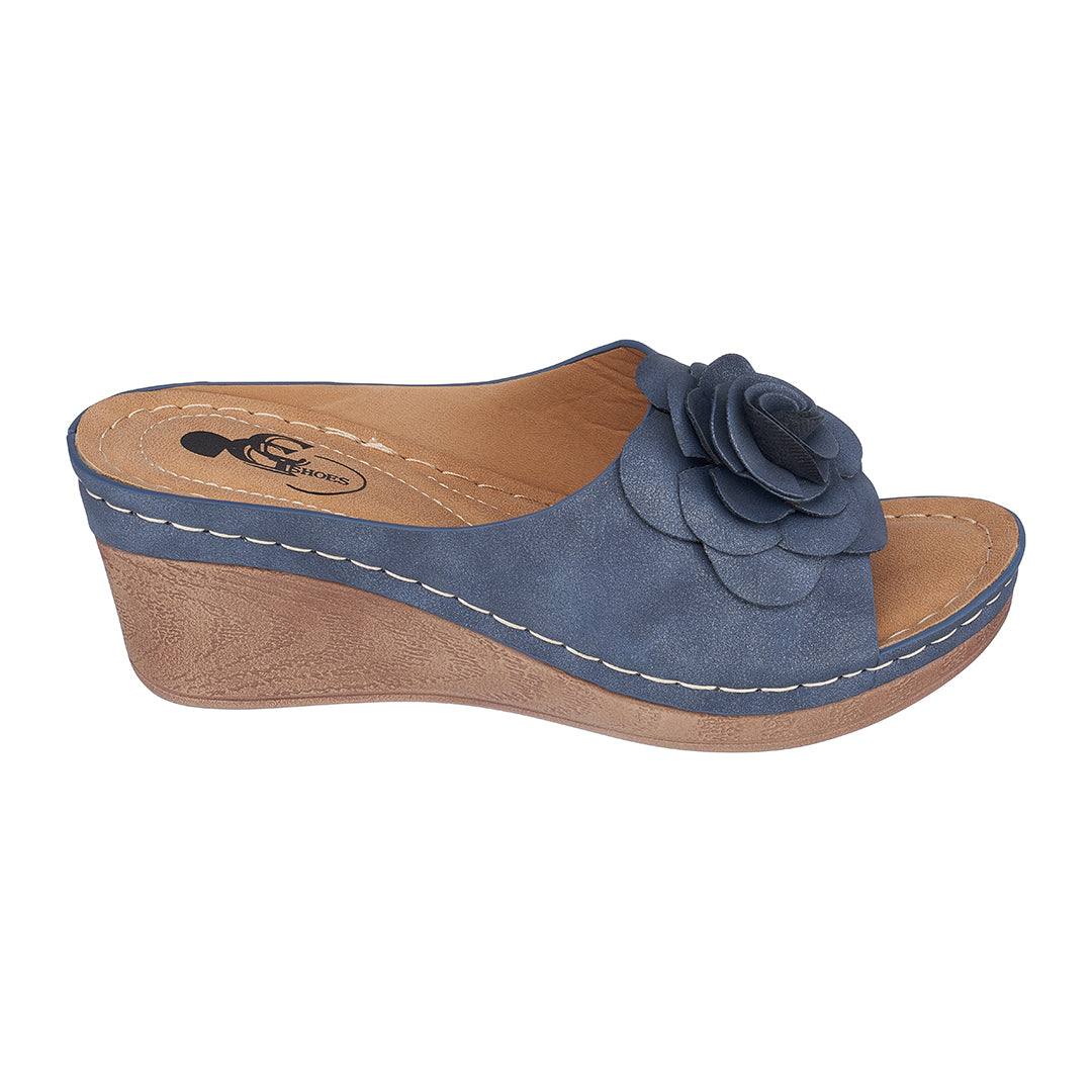 Women's Tokyo Navy Wedge Sandals - Glamourous Grace