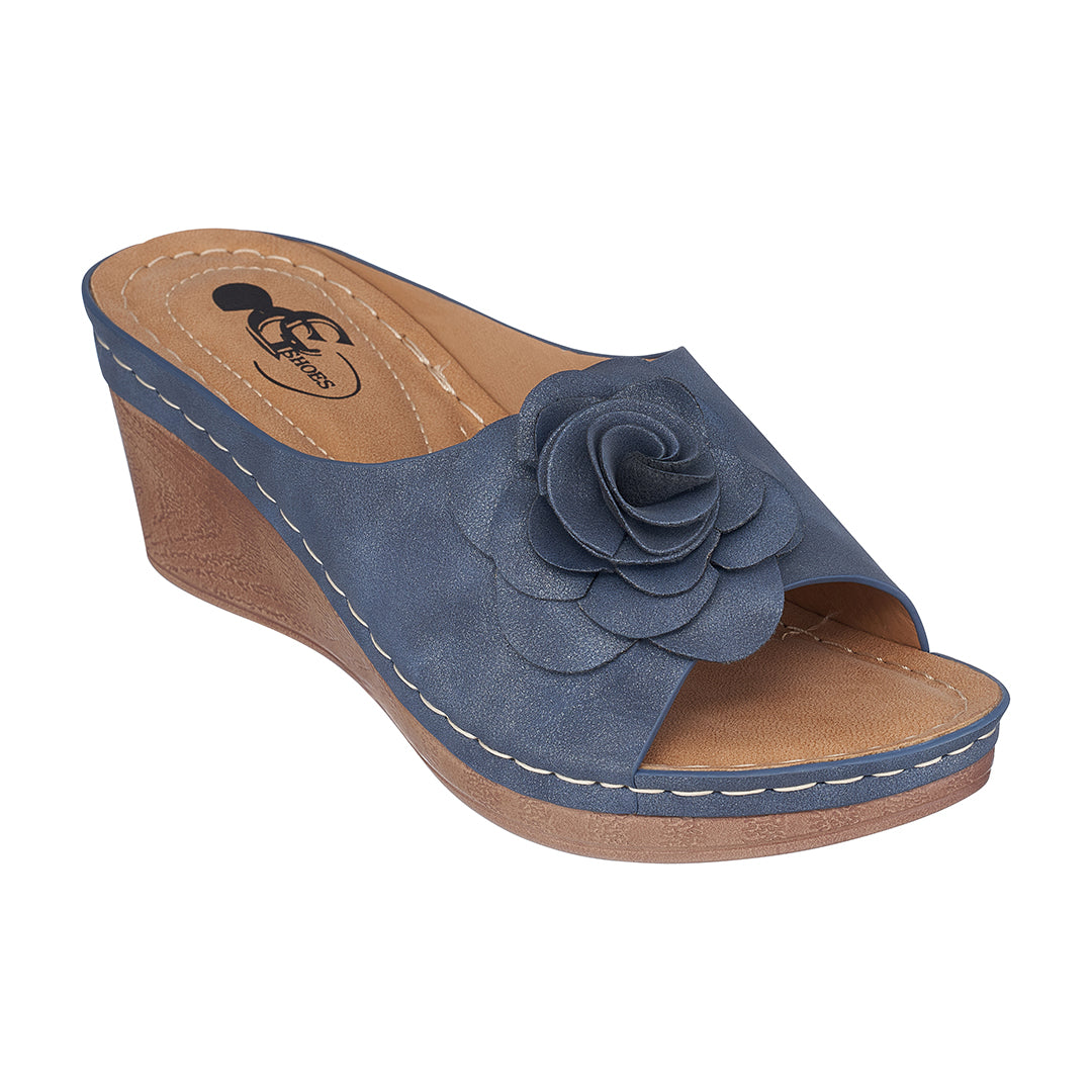 Women's Tokyo Navy Wedge Sandals - Glamourous Grace