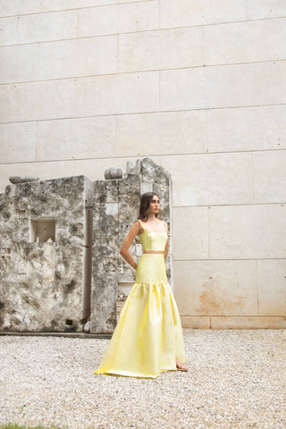 TOLEDO TAFFETA TOP IN SOFT YELLOW - Glamourous Grace
