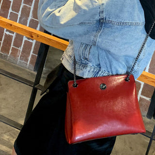 Top Grain Leather Messenger Bag Women Leather Shoulder Bag Casual Genuine Natural Leather Crossbody Bag SX55-519