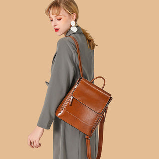 Top Grain Leather Women Backpack Retro Style Leather Rucksack Leather Shoulder Bag For Women