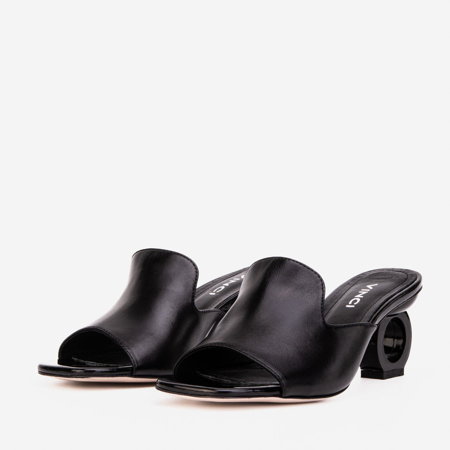 The Tory Black Leather Women Sandal - Glamourous Grace