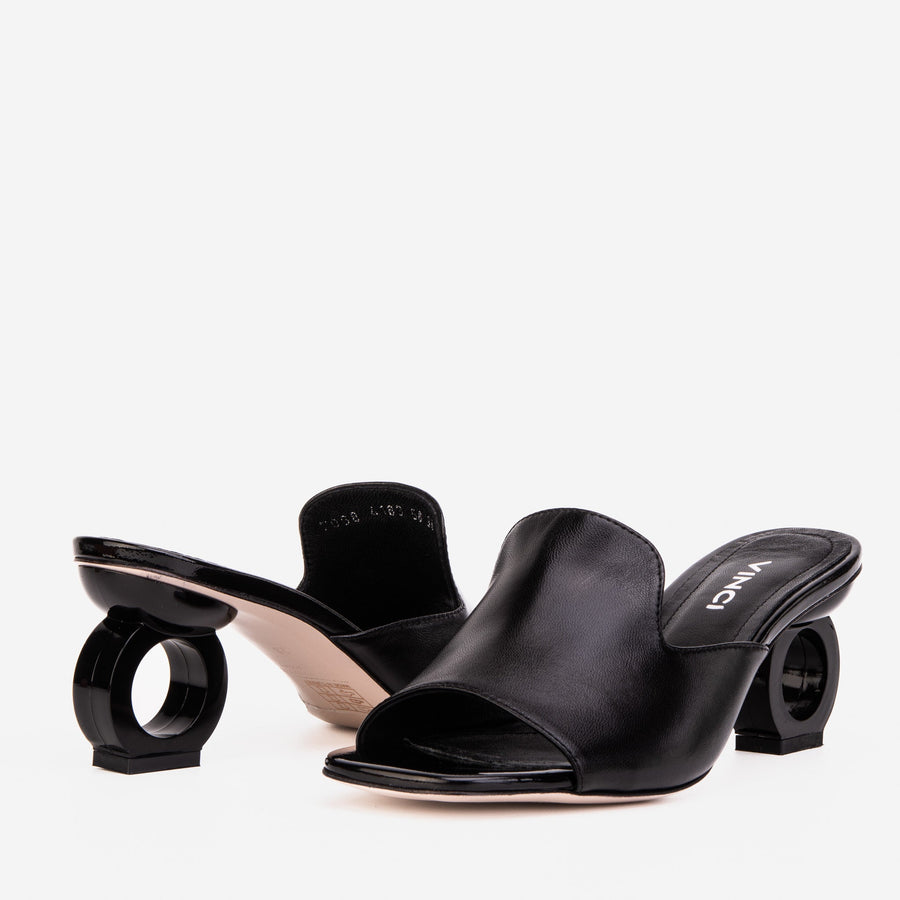 The Tory Black Leather Women Sandal - Glamourous Grace