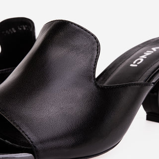 The Tory Black Leather Women Sandal - Glamourous Grace