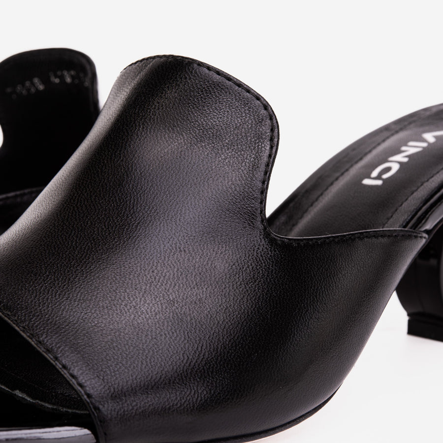 The Tory Black Leather Women Sandal - Glamourous Grace