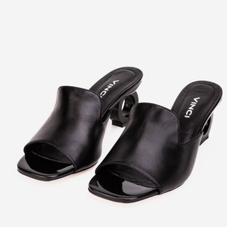 The Tory Black Leather Women Sandal - Glamourous Grace