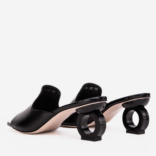 The Tory Black Leather Women Sandal - Glamourous Grace
