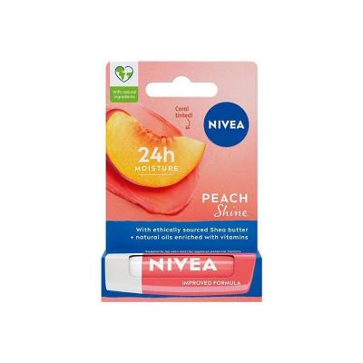 Nivea Peach Shine Lip Care Cream - Moisturizing, Colored, Peach Scented Lip Balm - Glamourous Grace