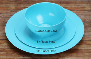 6pc Melamine Salad Plate Set, Turquoise