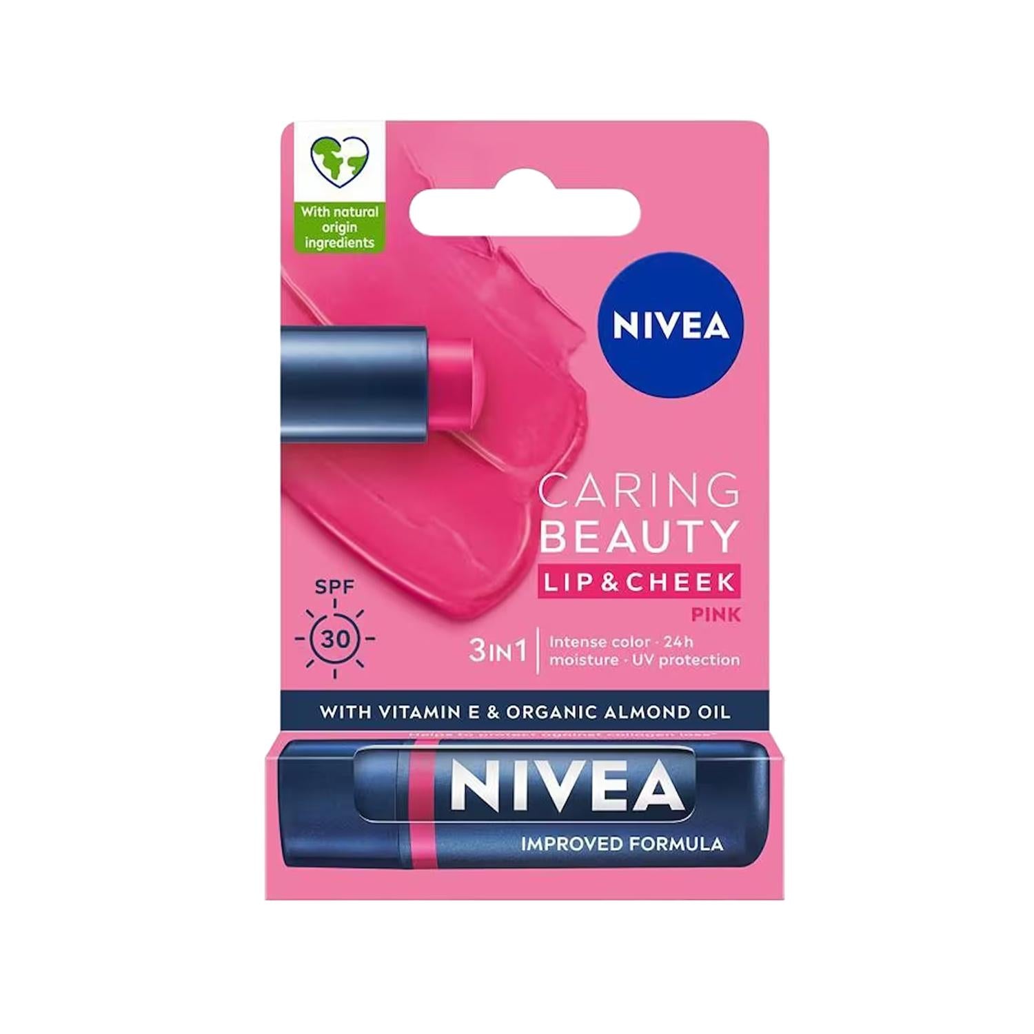 Nivea Lip and Cheek Balm with SPF30 - Multifunctional Moisturizing Tinted Lip Care for Lips and Cheeks, Pink, 0.17 oz - Glamourous Grace