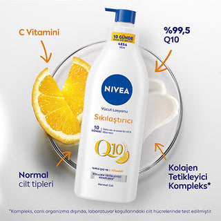 Nivea Q10 Firming Body Lotion with Vitamin C - 48 Hour Moisturization, Dermatologically Tested - 13.53 fl oz - Glamourous Grace