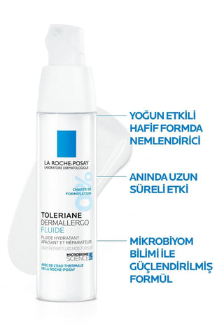 La Roche Posay Toleriane Dermallargo Fluide Moisturizing Cream - Fragrance-Free, Hypoallergenic, 1.35 fl oz - Glamourous Grace