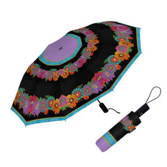 Laurel Burch "Blooms" Travel Umbrella – Compact, One-Touch Open & Close