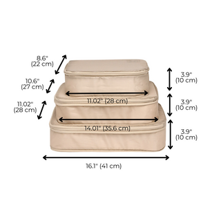 Compression Packing Cubes – Recycled Nylon – 3-pack – Taupe - Glamourous Grace