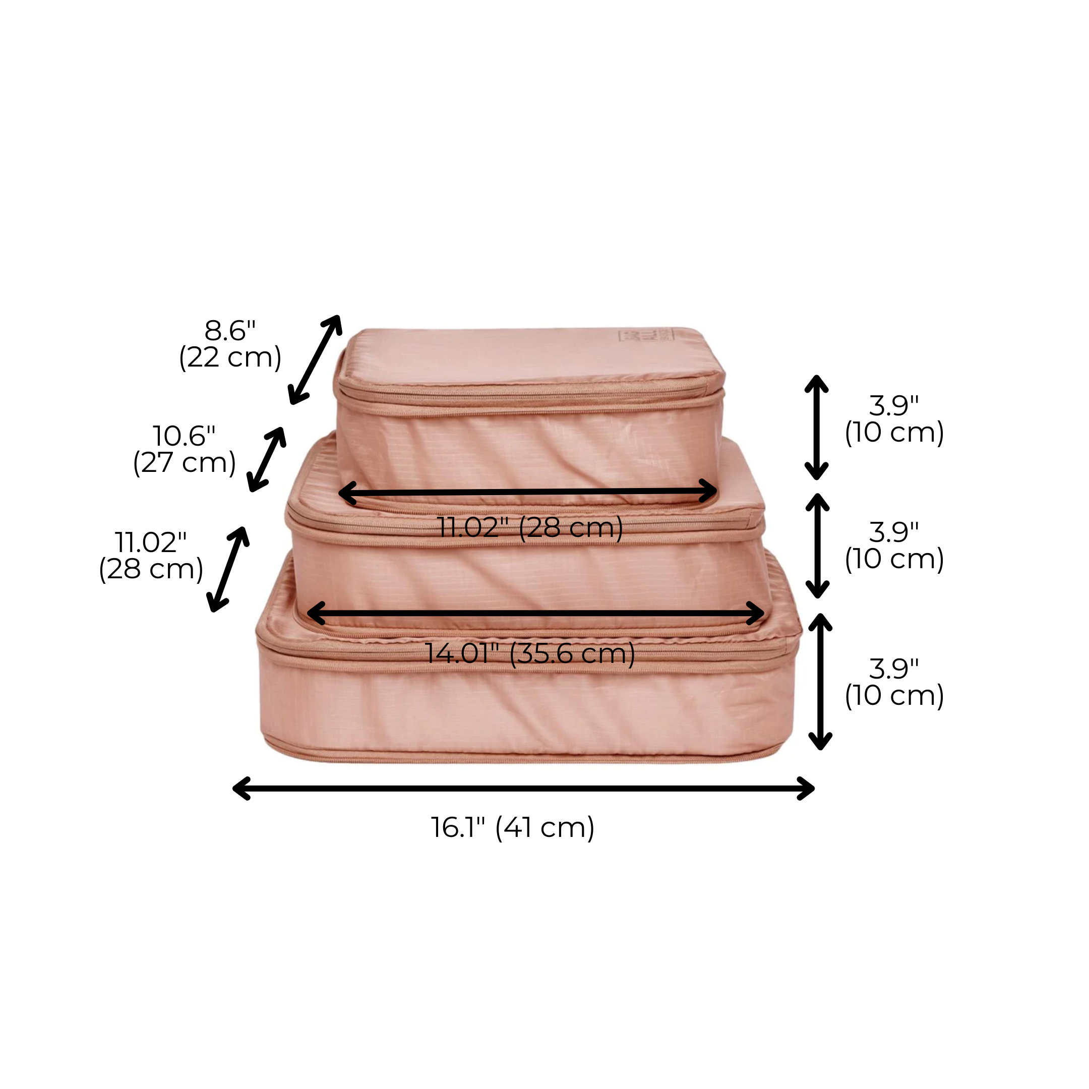 Compression Packing Cubes – Recycled Nylon – 3-pack – Pink/Blush - Glamourous Grace