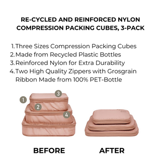 Compression Packing Cubes – Recycled Nylon – 3-pack – Pink/Blush - Glamourous Grace