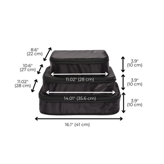 Compression Packing Cubes – Recycled Nylon – 3-pack – Black - Glamourous Grace