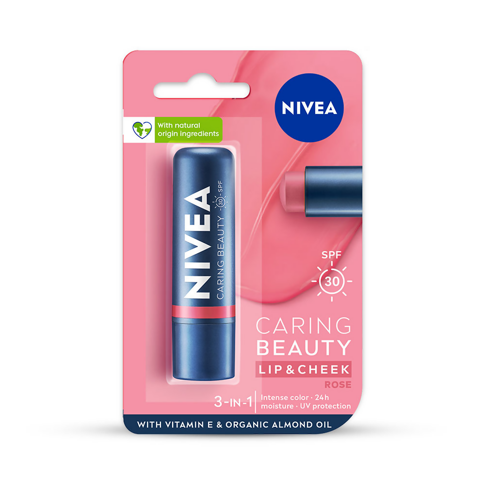 Nivea Lip Caring Beauty Red Lip Balm With SPF 30 - Rose - Glamourous Grace