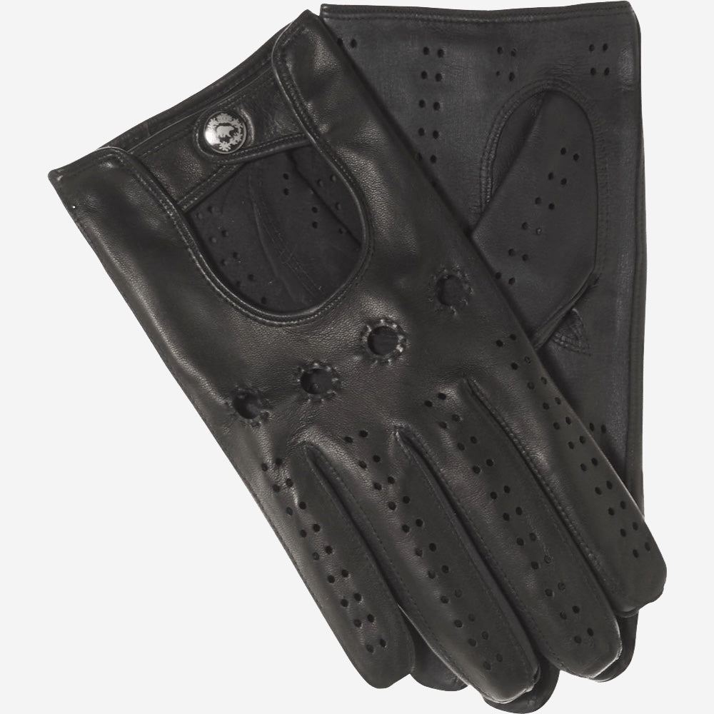 Umberto (black) - Italian lambskin leather driving gloves & touchscreen feature - Glamourous Grace