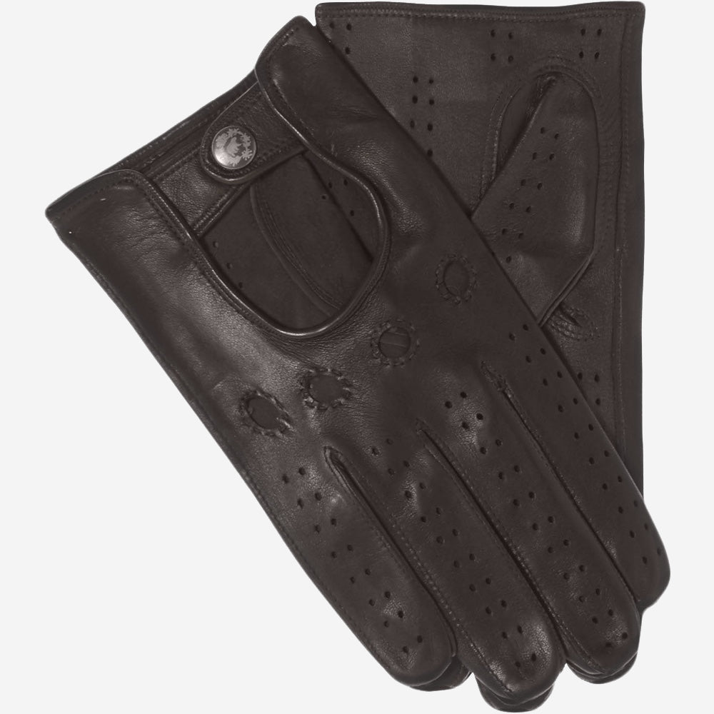 Umberto (brown) - Italian lambskin leather driving gloves & touchscreen feature - Glamourous Grace