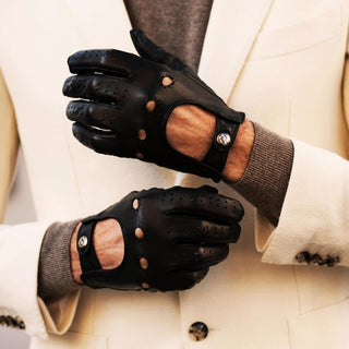 Umberto (black) - Italian lambskin leather driving gloves & touchscreen feature - Glamourous Grace