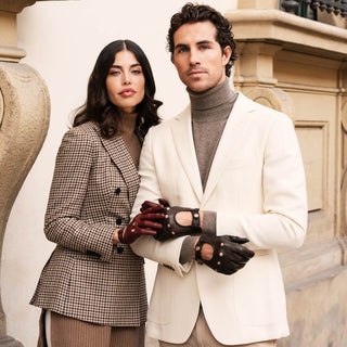 Umberto (brown) - Italian lambskin leather driving gloves & touchscreen feature - Glamourous Grace