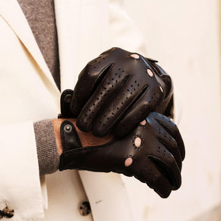 Umberto (brown) - Italian lambskin leather driving gloves & touchscreen feature - Glamourous Grace