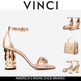 The Avlonya Block Heel Gold Leather Ankle Strap Women Sandal - Glamourous Grace