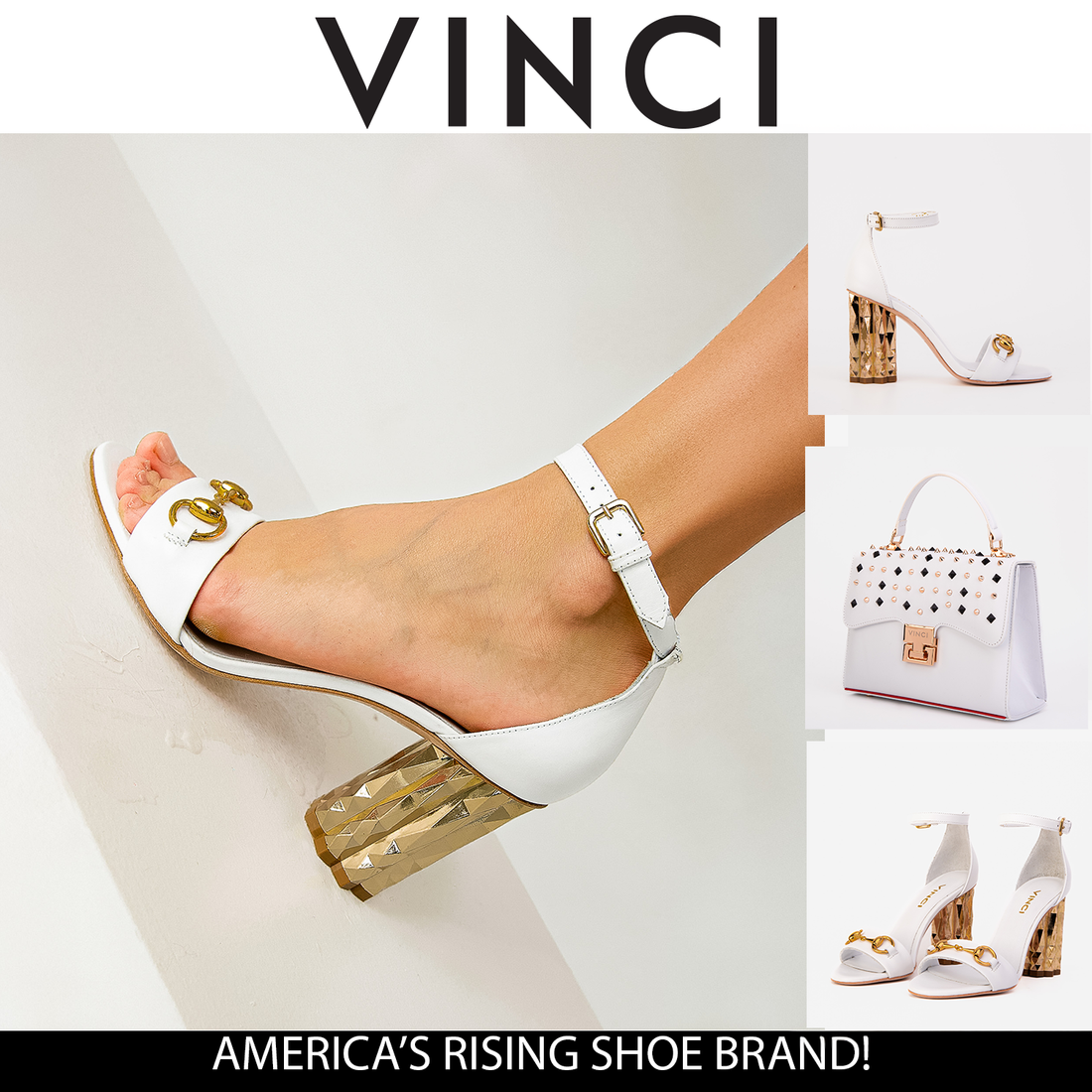 The Avlonya Block Heel White Leather Women Sandal - Glamourous Grace