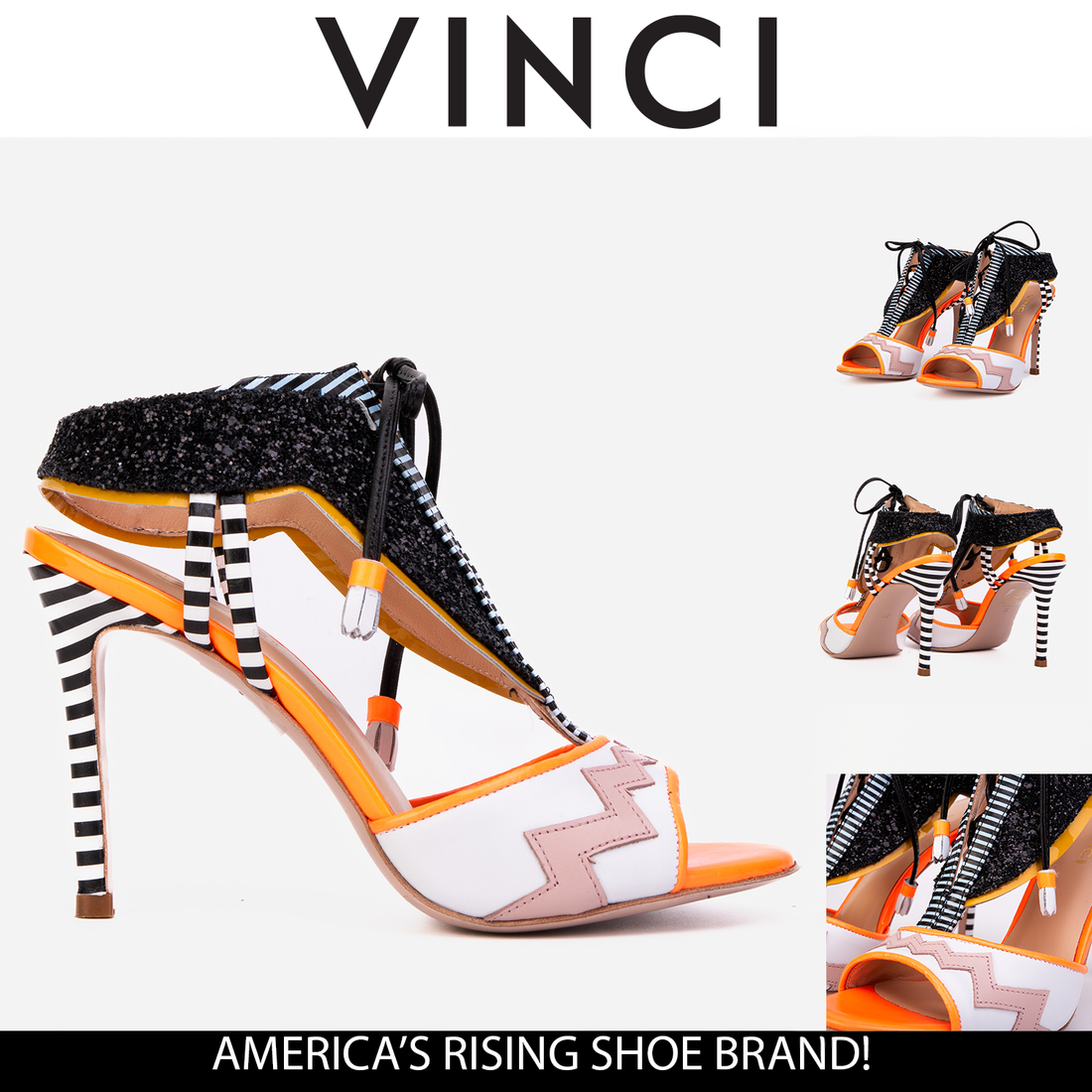The Santa Amaro Orange Glitter Leather Women Sandal - Glamourous Grace